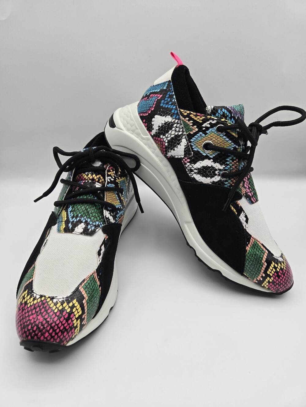 Steve Madden Cliff Bright Rainbow Multicolor Snake Print Sneakers Womens Size 12